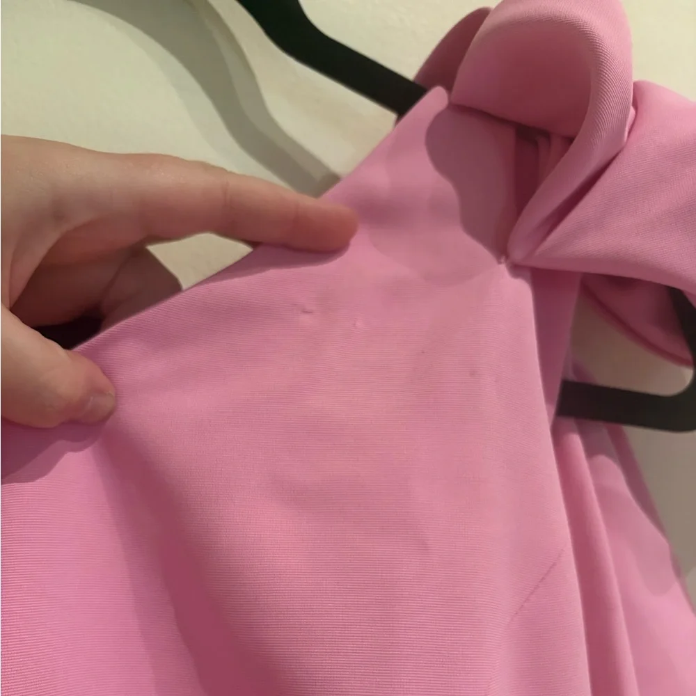 Wicked x Zac Posen Bow One-Shoulder Minidress in Blossom Pink Size 12 - Picture 9 of 14